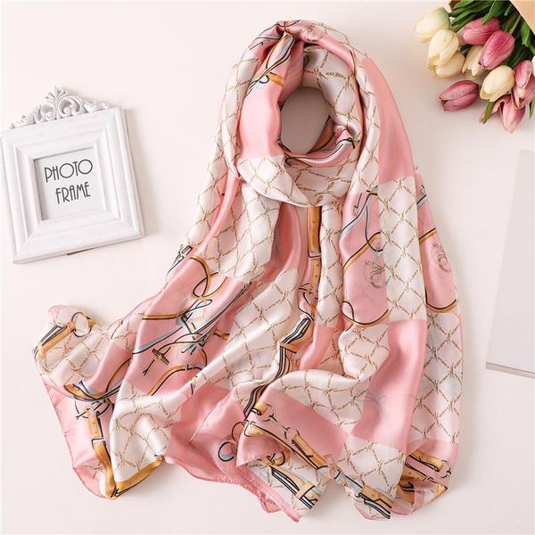 

2020 designer brand women scarf fashion print soft silk scarves for lady shawl and wrap luxury summer pashmina foulard hijabs wmtqfw, Blue;gray