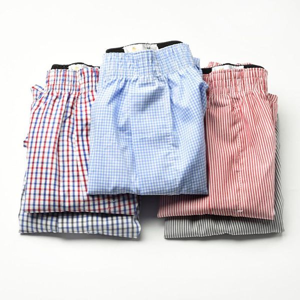 

5pcs/lot 6xl plus size male underwear plaid underpants man woven boxer men cotton mens boxers breathable family panties shorts, Black;white