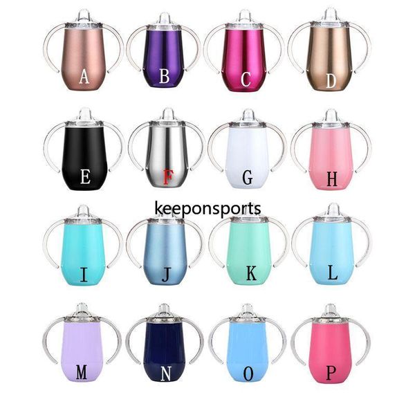 

16colors !! sippy чашка 10oz kid бутылка воды из нержавеющей стали стакана с ручкой с вакуумной изоляцией герметичной путешествия чашки буты