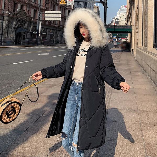 

cotton-padded clothes schoolgirl winter down cotton woman ins cotton-padded jacket 2019 back winter dress girls long fund1, Black