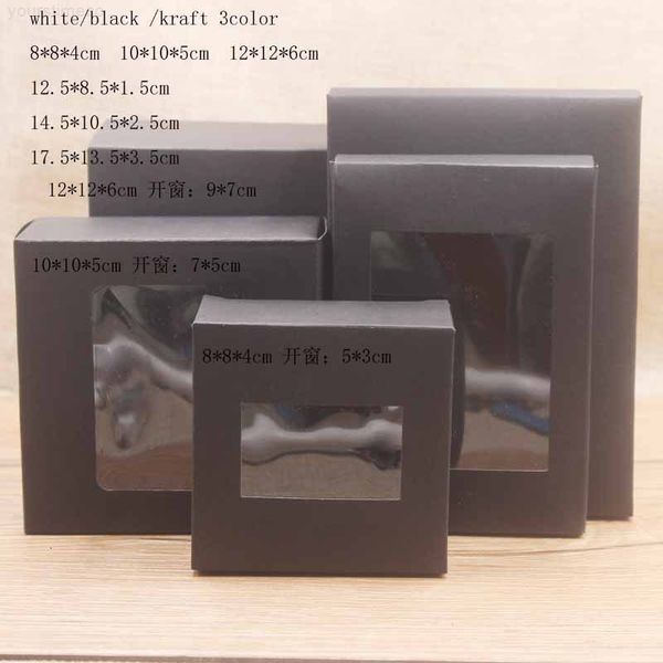 

white black kraft paper pvc window with wedding birthday gift package box