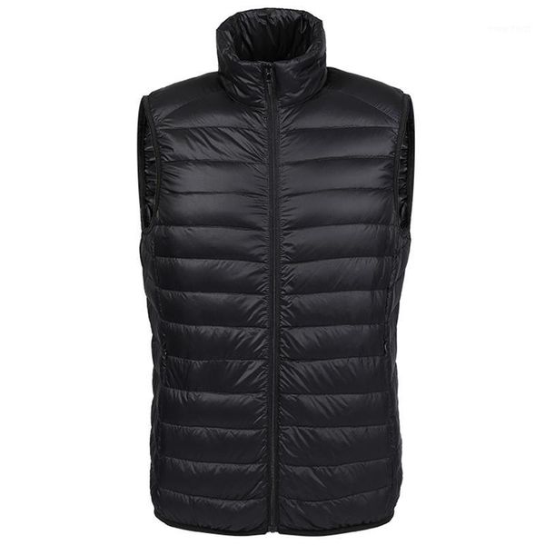 

fall-winter duck down vest men ultra light 90% duck down vest loose waistcoat vest sleeveless jacket autumn black gray blue navy1, Black;white