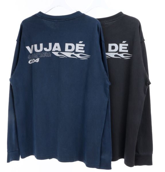 

men's hoodies vujade004 letter print long sleeve t-shirt high street vibe style coat loose couple bottoms, Black