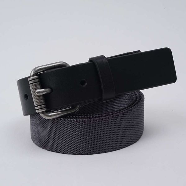 

chao brand new men's youth canvas knitting women's pin buckle elastic narrow belt, Black;brown