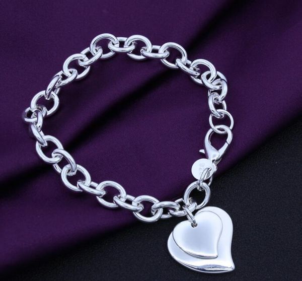 

pulseiras peach fashion щепка браслет бесплатный серебристый 925 закрытый браслет сердце для простых доставка ювелирные изделия женщины bbym, Silver