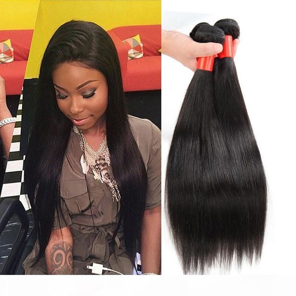 

human hair extensions peruvian straight hair bundles 4pcs lot natural color dyeable hair weaves wholesale price 7a, Black