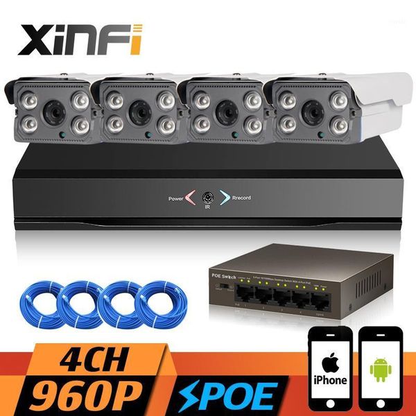 

wireless camera kits xinfi 4ch poe cctv system 1080p nvr network video recorder 960p home security indoor/outdoor kit1