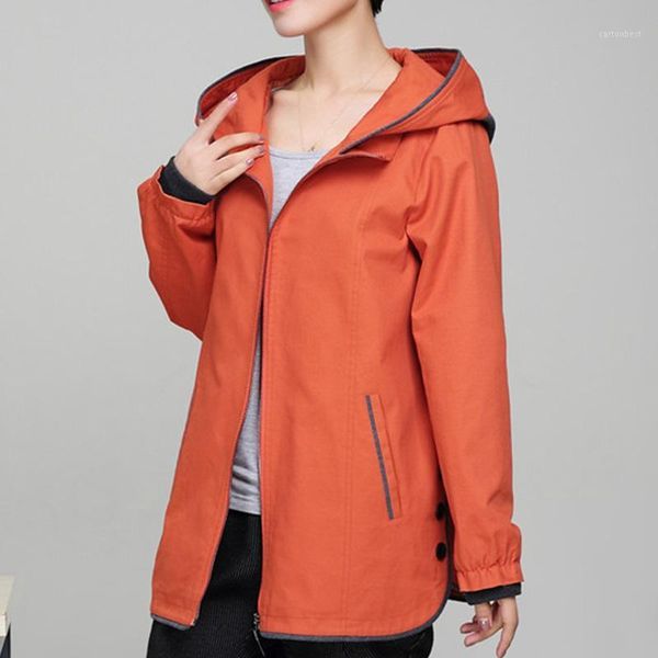 

women's jackets 2021 spring middle-aged large size loose jacket casual cotton windbreaker female hooded fashion women t181, Black;brown