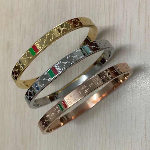 

classic styles drop oil titanium steel jewelry gold plated bangles men and women couple bracelet gift, Black