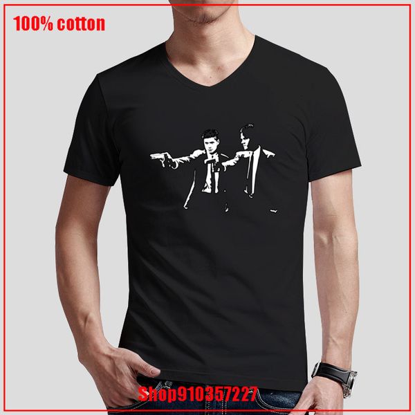 

supernatural fiction personalized short sleeves v young man blouse white slim couple new trendy soft sport hooded sweatshirt hoodie t shirt
