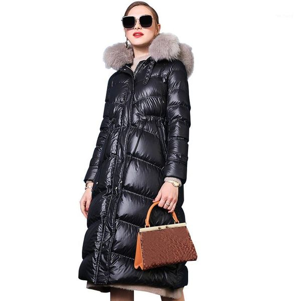 

large real fur collar 2019 winter jacket women female down coat white duck down parka hooded winter coat women waterproof1, Black