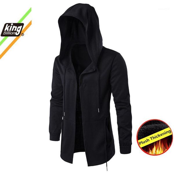 

men's hoodies & sweatshirts winter men plush casual solid long sleeve hoodie hooded thick loose jacket coats1, Black