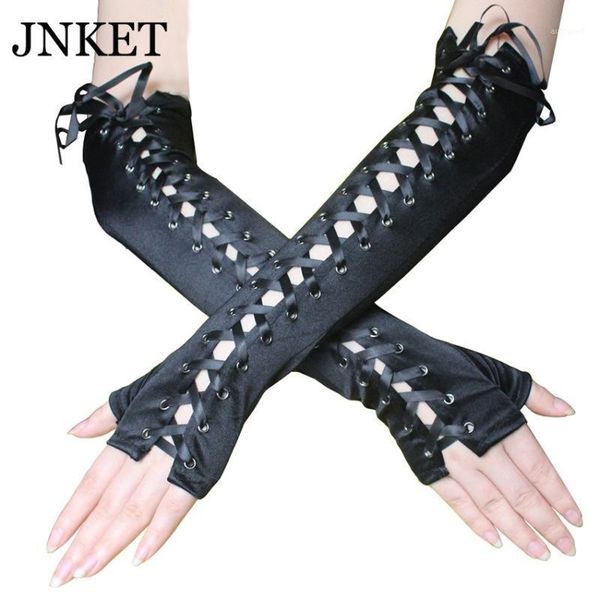 

five fingers gloves jnket women' punk lace bandage fingerless long evening party costume accessories nightclub1, Blue;gray