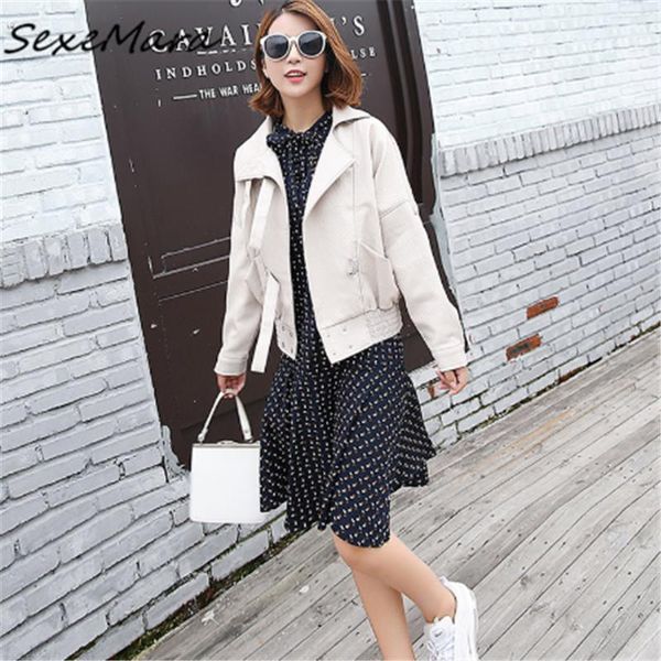 

casual regular fashion jacket plus size 2020 loose white fall pu jacket women, Black;brown