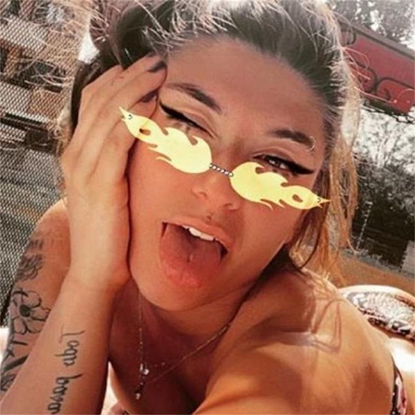 

sunglasses trending products 2021 silver rimless women men fire flame funny vintage shades cat eye travel glasses, White;black