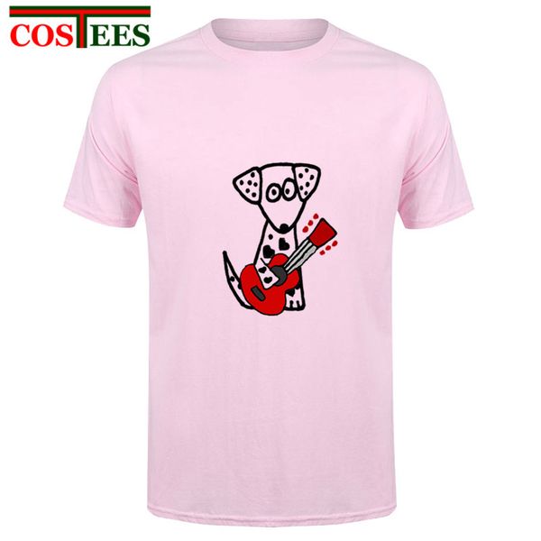 

sport 2018 new design funny spotted dog playing guitar art t shirt men dog lover gift teeshirt casual cute dog t-shirt hombre camiseta
