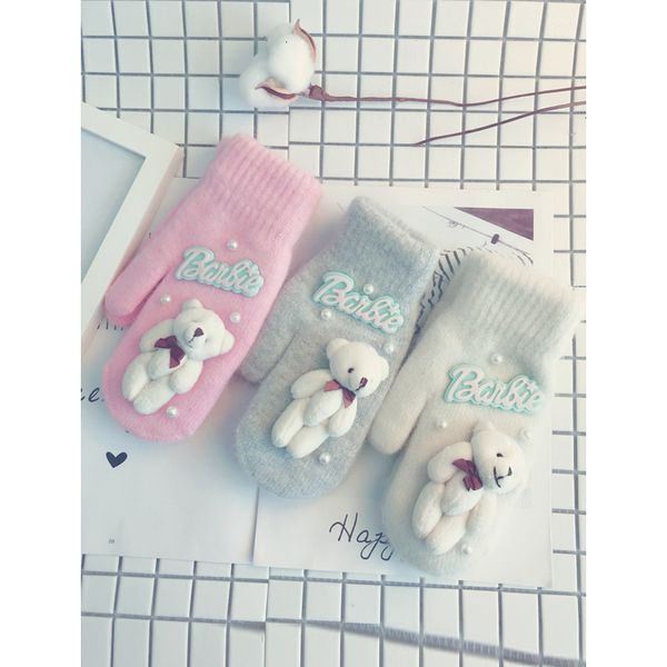 

mitten winter korean version lovely rabbit add velvet thickening warm cycling gloves girl, Blue;gray