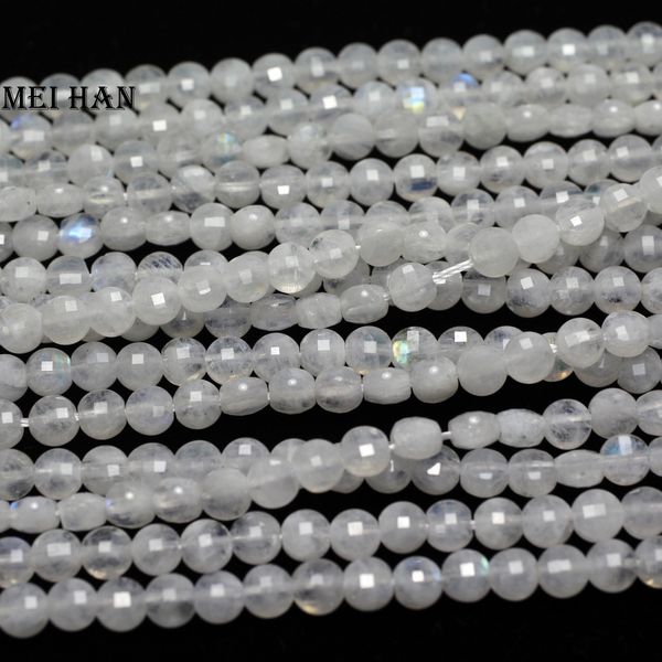 

meihan (2 strands/set) natural 3*4.5mm moonstone faceted flat round loose beads for jewelry making design 200930, Black
