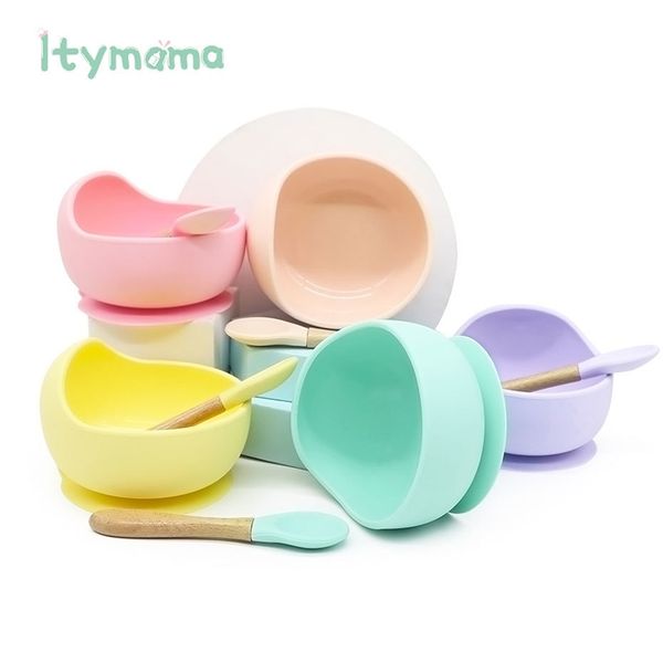 Baby Silicone Детские блюда Обеденные плиты Топ для кормления BPA Бесплатные посуды Фрукты Платон Детские Детские Кормление Ужин Bowl LJ201019