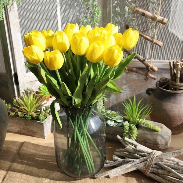 

artificial tulip flower tulip real touch flower for wedding home l party holiday gift living room floral arrangement1