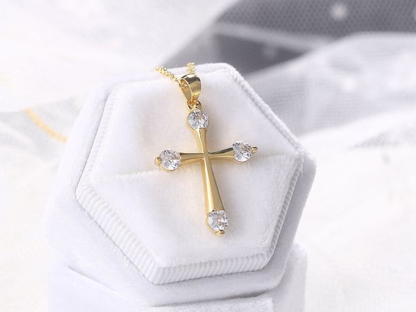

new style zircon gold full diamond fashion cross pendant necklace, Silver