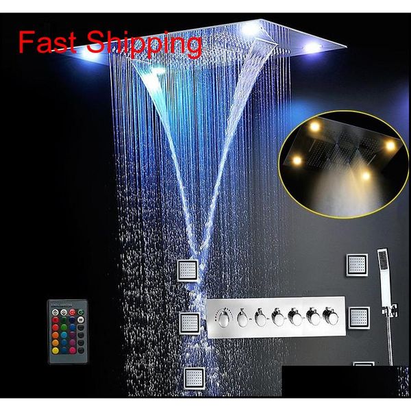 

most complete shower set 6 functions luxurious bath system large waterfall dual rain misty concealed ceiling showerhead massage xx240
