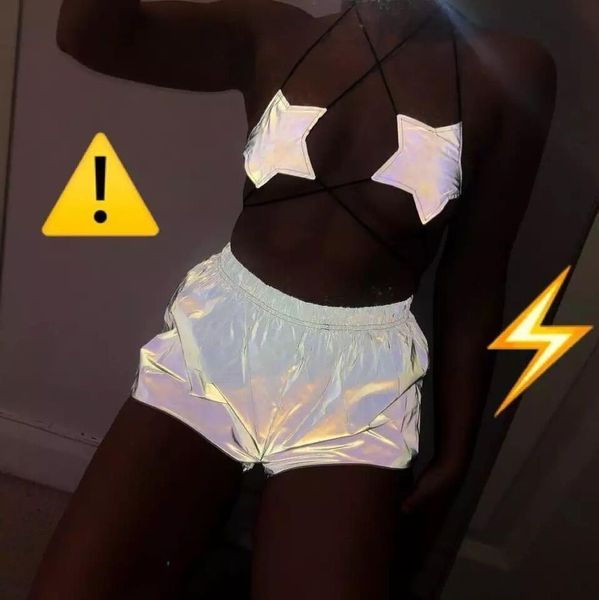 

women's summer reflective shorts high elastic waist shiny shorts short pant fashion breathable clubwear party shorts, White;black