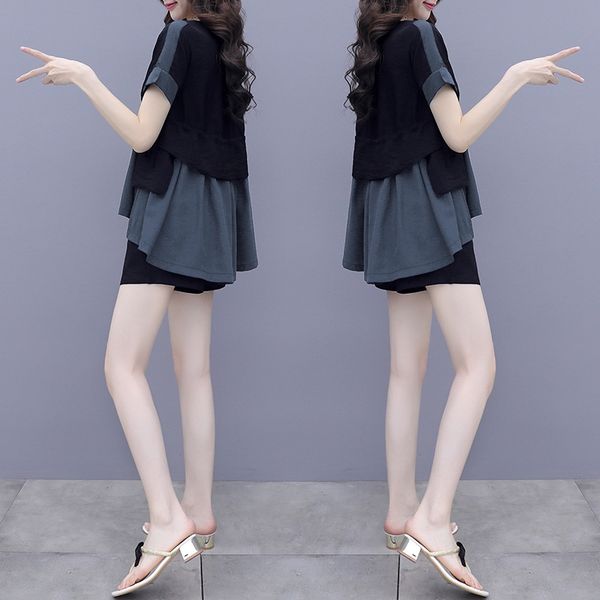 

большого размер случайных шорты моды для женщин 2020 новой иностранного костюм брюки костюм шорты брюки набор стиль свободного европейской т, Gray