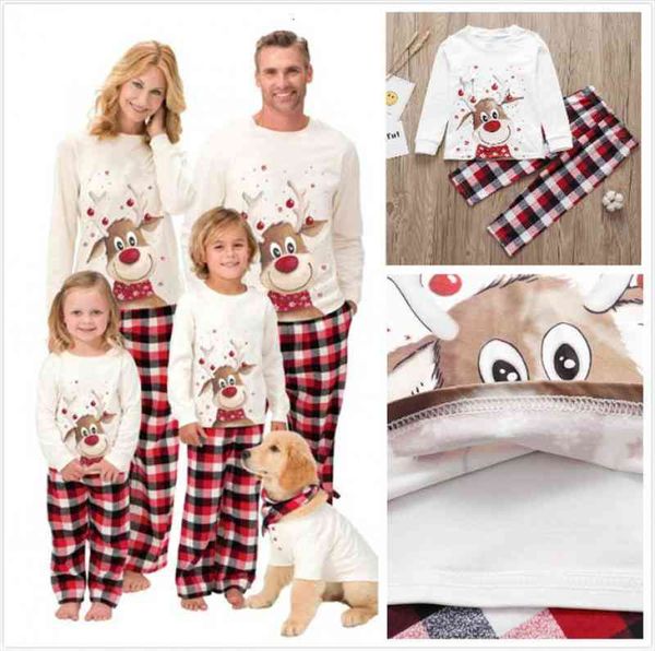 

womens pajamas set cute deer printing long sleeve kid baby matching clothes christmas family casul sleepwear, Black;red