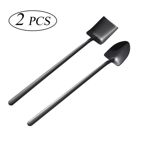 

304stainless steel long handle coffee spoon shovel creative ice spoons tea spoons cocktail mixing spoon flatware bar accessories h wmtayq