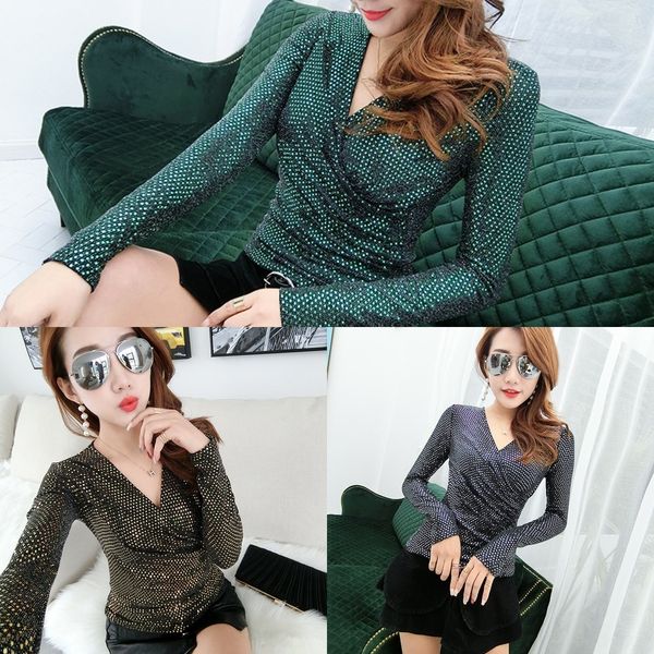 

new fashionable bright silk screen bottomed and slim blouse of spring 2019foreign style coat9259 new fashionable bright silk screen bott, White