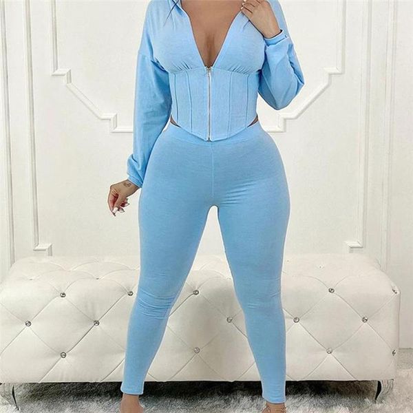 

two piece set zipper sweatsuit hooded long sleeve coat pants ladies suit track suit women set matching suits1, Gray