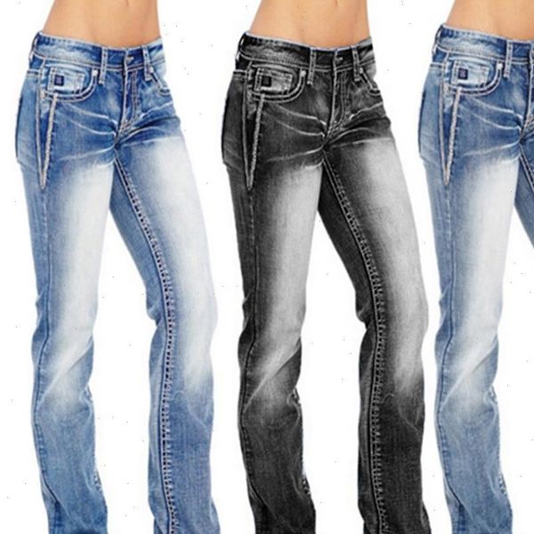 

women jeans plus size casual high waist summer autumn pant slim stretch cotton denim trousers for woman blue black