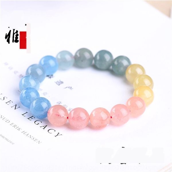 

rnw7e jiuya crystal natural multicolored braceletstone duobao bracelet with smooth color morgan braceletcrystal beads and round morgan stone, Golden;silver