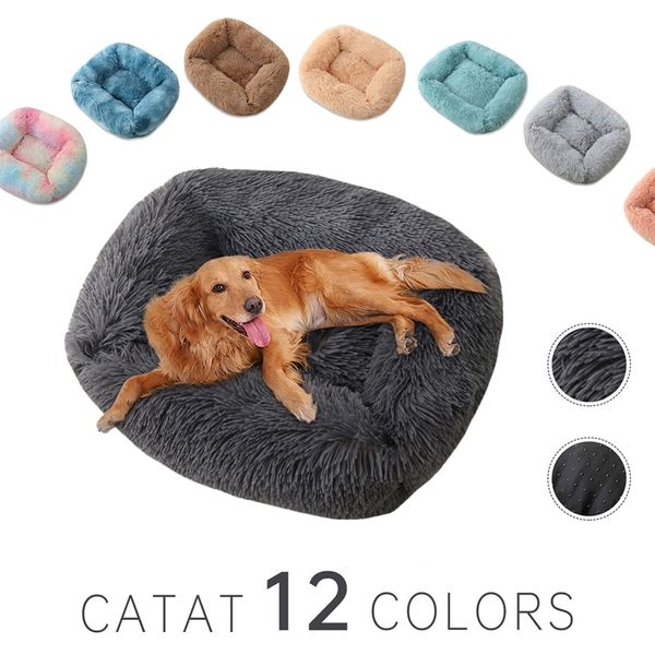 Letti per cani quadrati Letti per animali domestici in peluche a tinta unita lunghi per piccoli animali domestici di taglia media Super Soft Winter Warm Sleeping Mats per cani Cat LJ201201