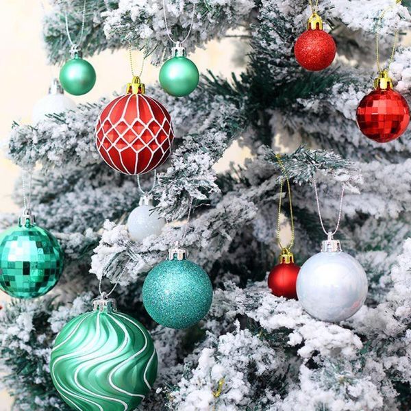 Decorações de Natal 50pcs Round Ball Decoration Decoration Plastic Xmas Tre Festival Party Supplies1