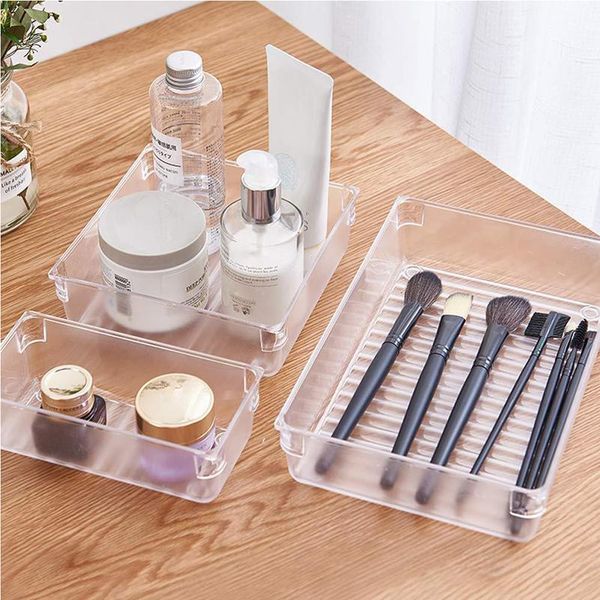 

16pcs drawer storage box transparent makeup brush container desk organizer tableware organizer box for makeup sqcfbn