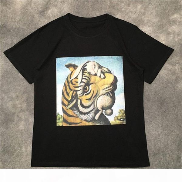 

fashion mens t shirt 20ss tiger pattern tennis short sleeves t shirts men and women couples style hip hop tee streetwear, White;black