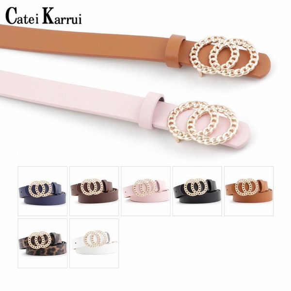 

catei karrui 2020 новый женский пояс персонализированные двойные петли пряжки универсальные модные платья, Black;brown