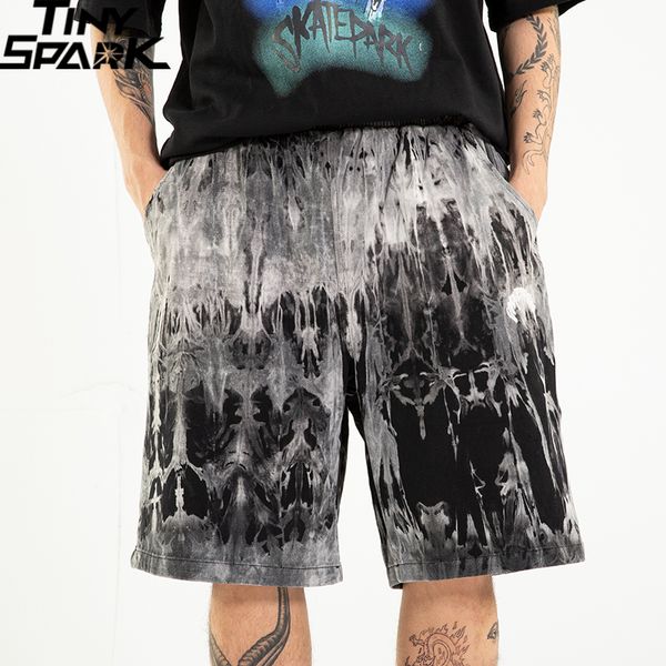 

men hip hop cargo shorts streetwear illusion print washed denim short jogger summer pockets cotton vintage kg-418, White;black