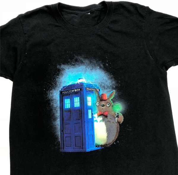 

dr who totoro t shirt mash up ladies small black ss tardis fez hat police box custom printed tee shirt sport hooded sweatshirt hoodie
