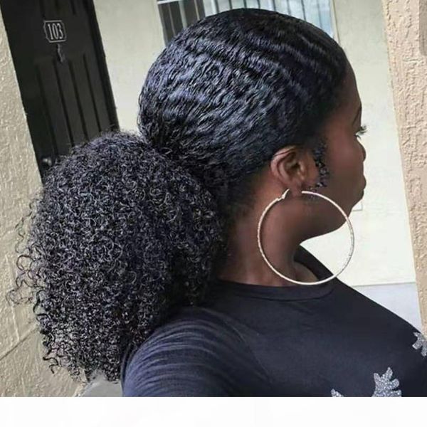 

120g afro kinky curly ponytail for black women natural black remy hair 1 piece clip in ponytails drawstring 100% human hair