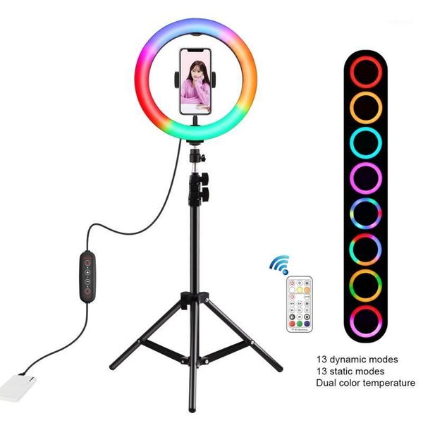 

flash heads -puluz 10 inch 26cm marquee led rgbw light + 1.1m tripod mount 168 dual-color temperature dimmable ring vlogging1