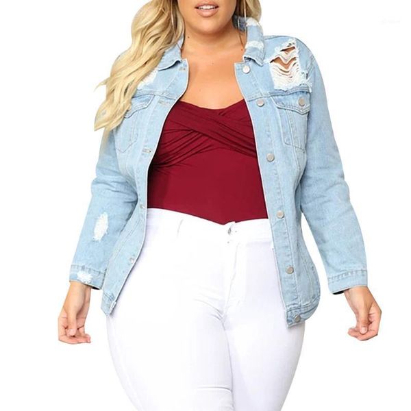 

zebery denim oversized longline ripped detail boyfriend denim jacket plus size 5xl sreetawear jeans coats casacos feminino1, Black;brown