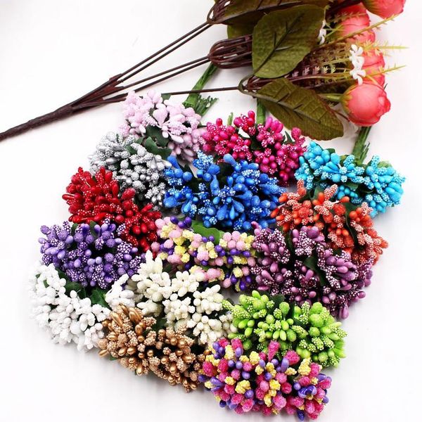 

12pcs/lot stamen berry handmade artificial flower bouquet wedding christmas decoration gift diy wreath scrapbooking fake jllesq