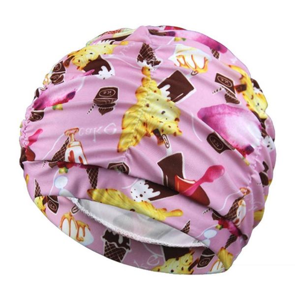 

women ladies multi flowers printed fabric swim pool sport swimming cap protect long hair ear large nylon bathing caps ha sqcare