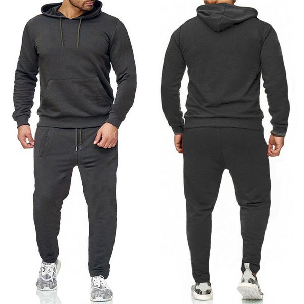 

hommes mens tracksuits letter print fleece sweatsuits fashion jogger fit suits pollover hooded hoodies casual long pants outfits zrtz2jt, Gray