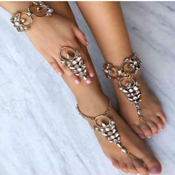 

2020 new fashion jewelry brand bohemian crystal bracelets anklets link chain multicolored boho bracelets, Black
