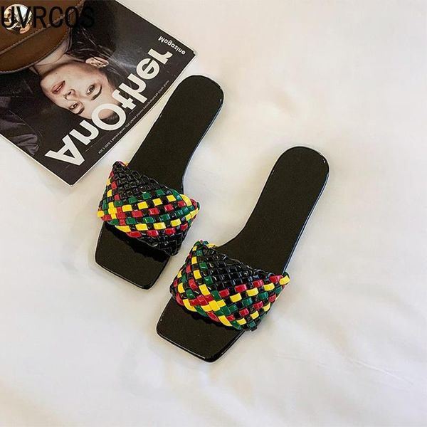 

women's slippers square toe women non-slip summer beach outdoor slides home slippers casual fashion flip flops zapatos de mujer, Black