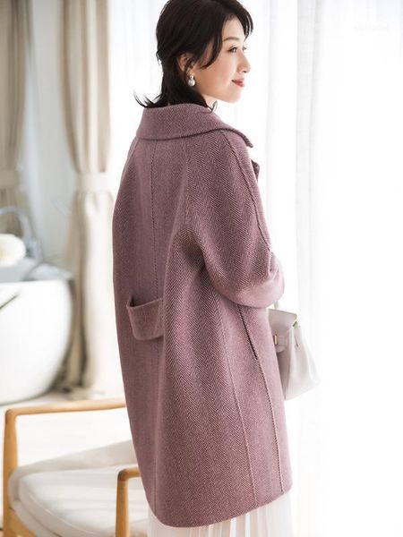 

casual women's double-sided wool coats 2020 korean new autumn winter wool coat women long female jacket 38063 wyq37561, Black